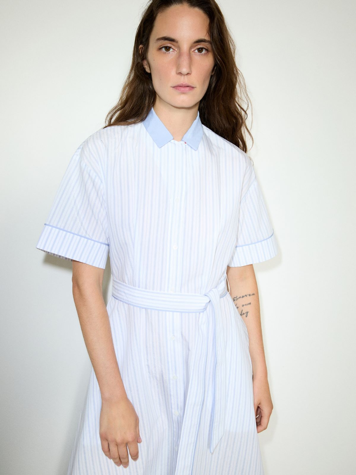 Robe-chemise mi-longue en tissu craquant - BLUE CLAIR INTENSE - MAX&Co. - 3