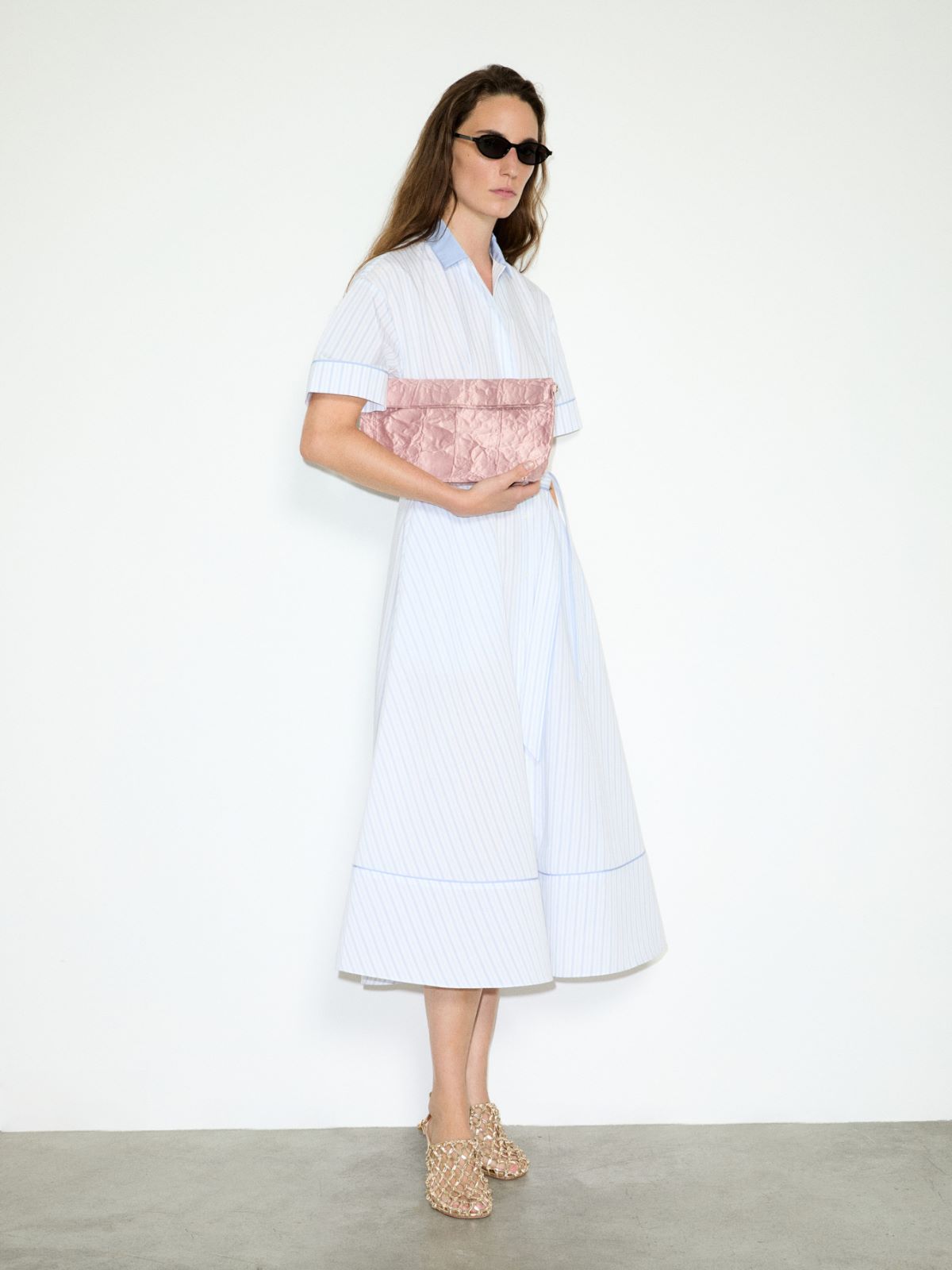 Robe-chemise mi-longue en tissu craquant - BLUE CLAIR INTENSE - MAX&Co. - 4