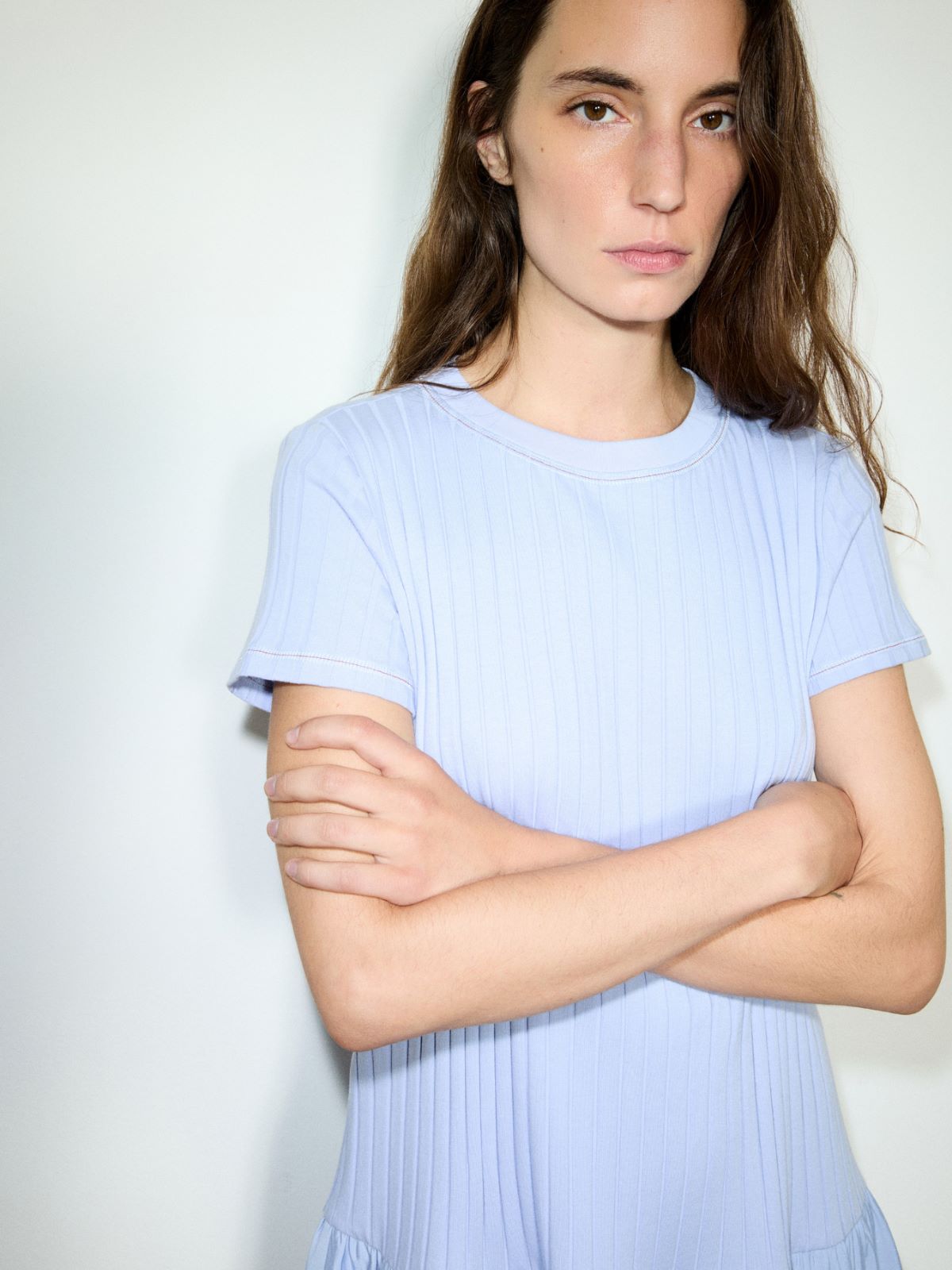 Jersey and woven-fabric mini dress - LIGHT BLUE - MAX&Co. - 3