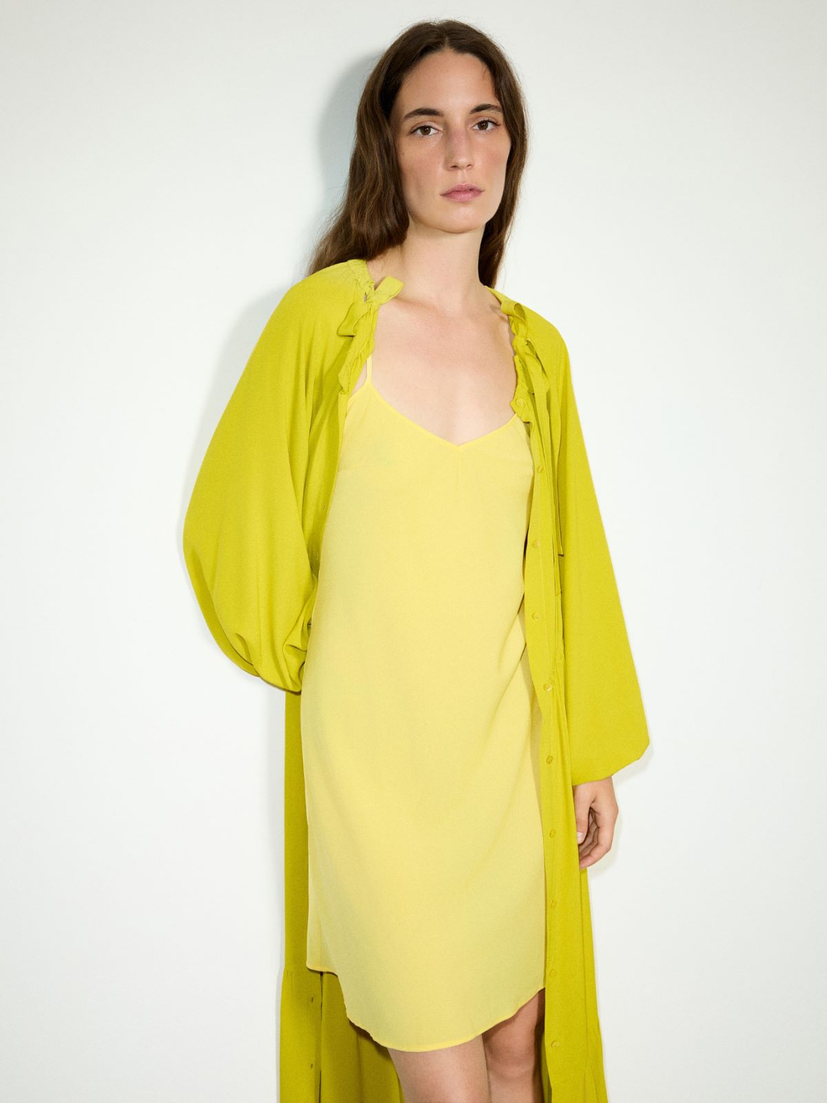 Crêpe de Chine shirt dress - LEMON - MAX&Co. - 5