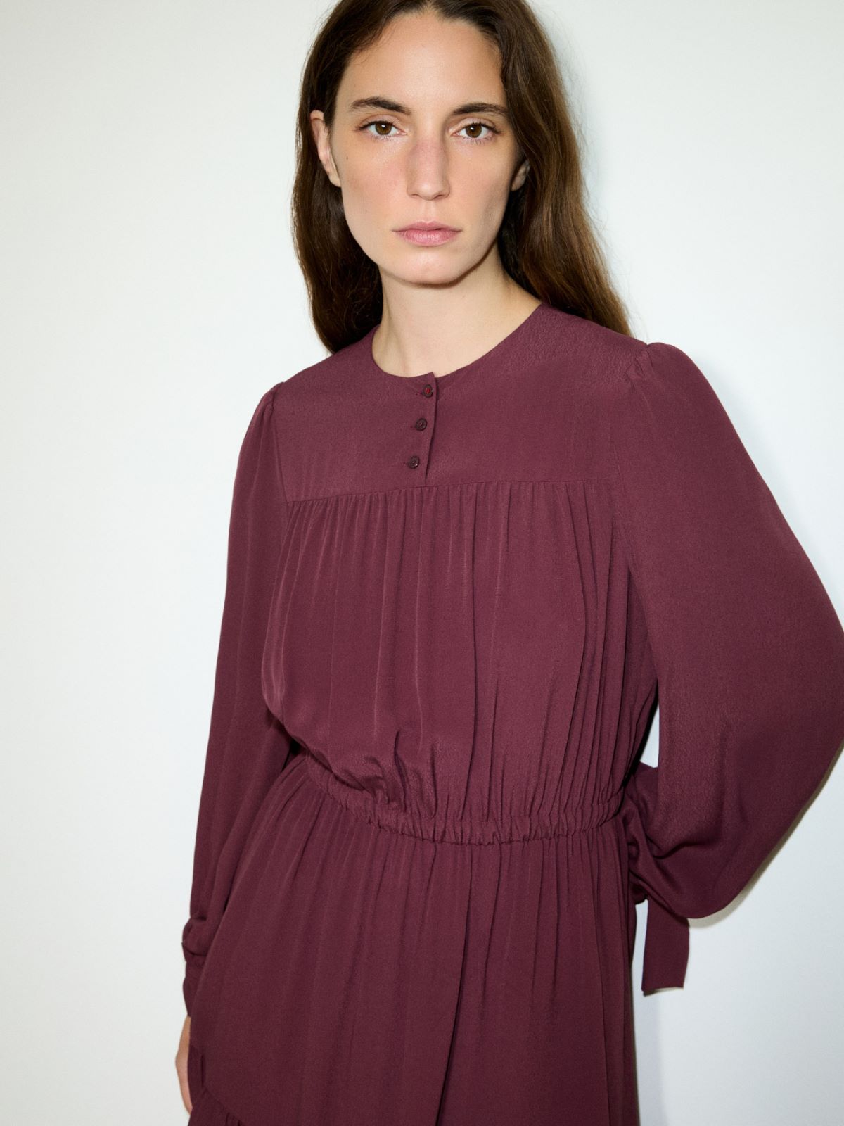 Crêpe de Chine dress - PLUM - MAX&Co. - 3