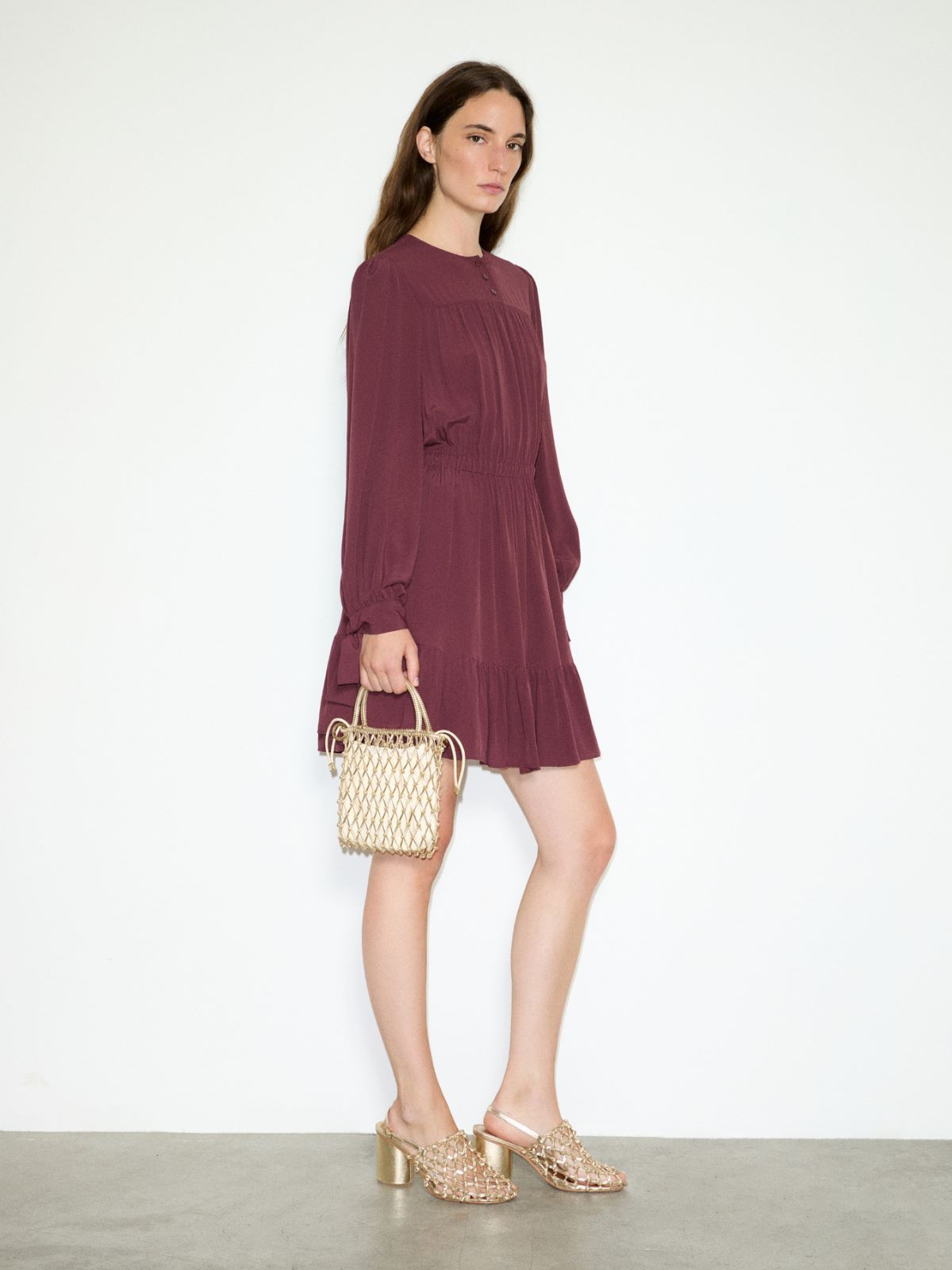 Crêpe de Chine dress - PLUM - MAX&Co. - 5