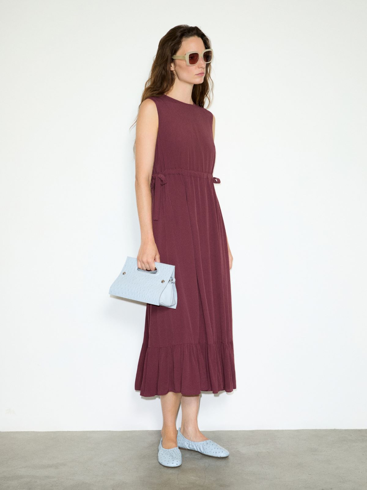 Crêpe de Chine midi dress - PLUM - MAX&Co. - 4