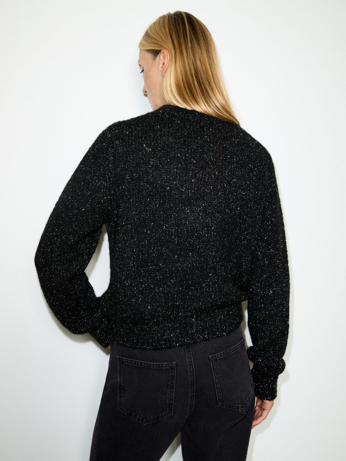 Lamé cardigan with jewelled buttons - DARK GREY - MAX&Co. - 2