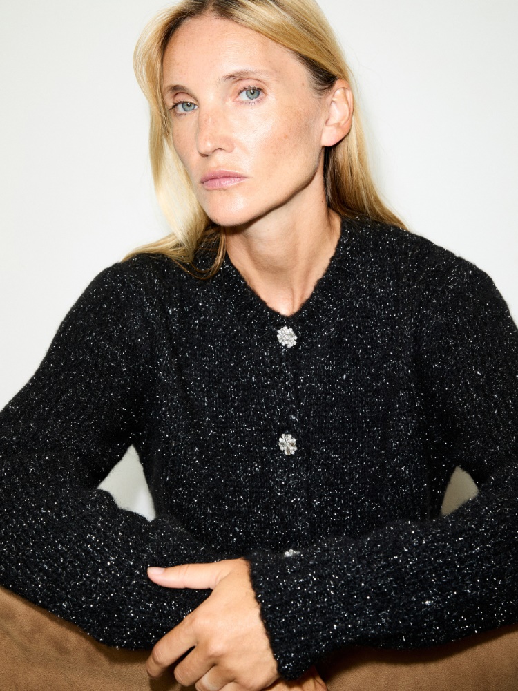Lamé cardigan with jewelled buttons - MAX&Co. - 3