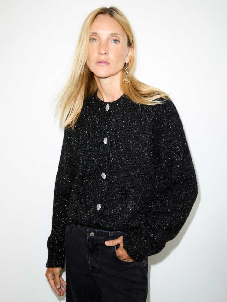 Lamé cardigan with jewelled buttons - MAX&Co.