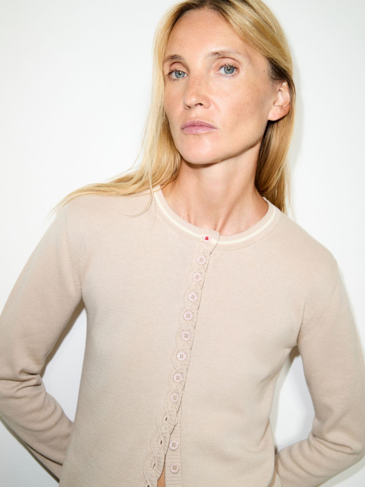 Cardigan à motif de torsades - BEIGE - MAX&Co. - 3