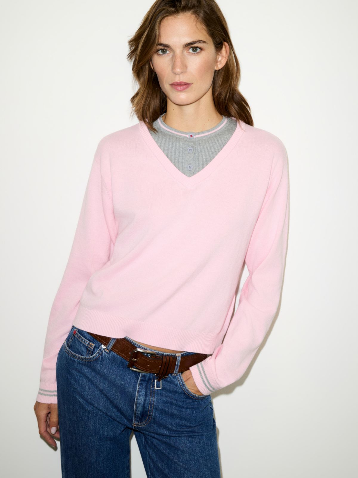 Pull trompe-l’œil en coton - ROSE - MAX&Co.