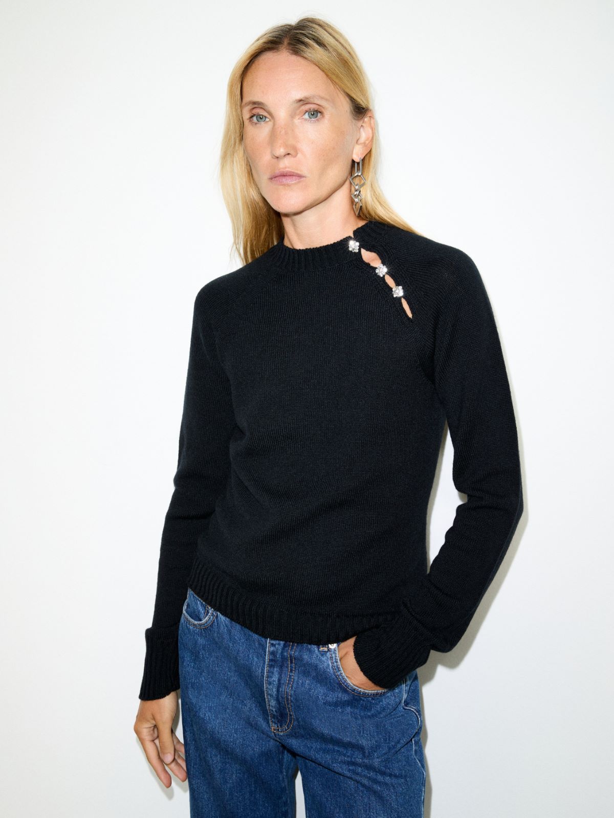 Pull slim à boutons bijou - NOIR - MAX&Co.