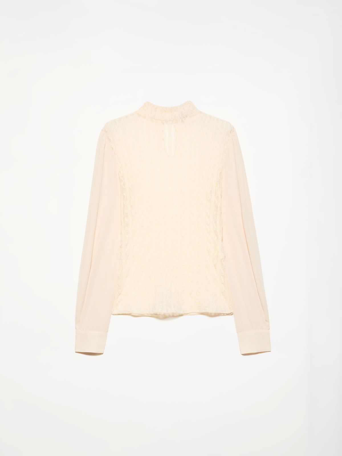 Lace and crêpe de Chine top - WHITE - MAX&Co. - 5