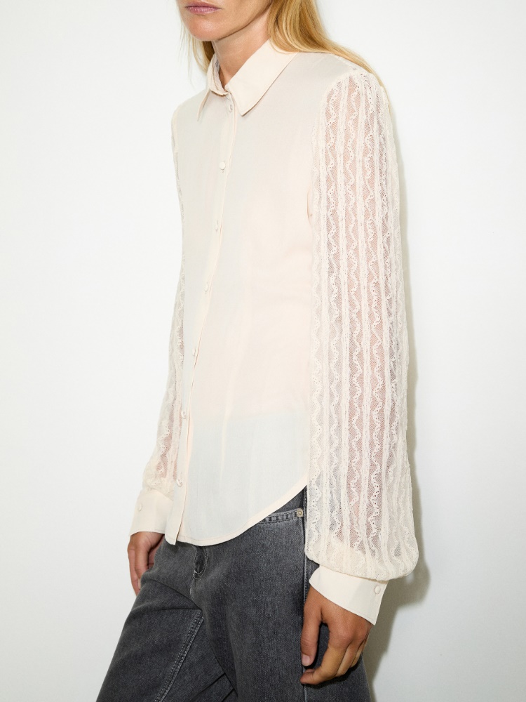 Lace and Crêpe de Chine Shirt - MAX&Co. - 4