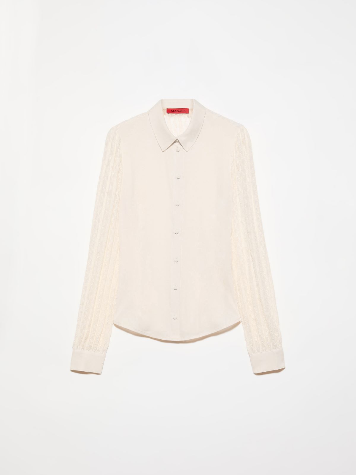 Lace and Crêpe de Chine Shirt - WHITE - MAX&Co. - 6