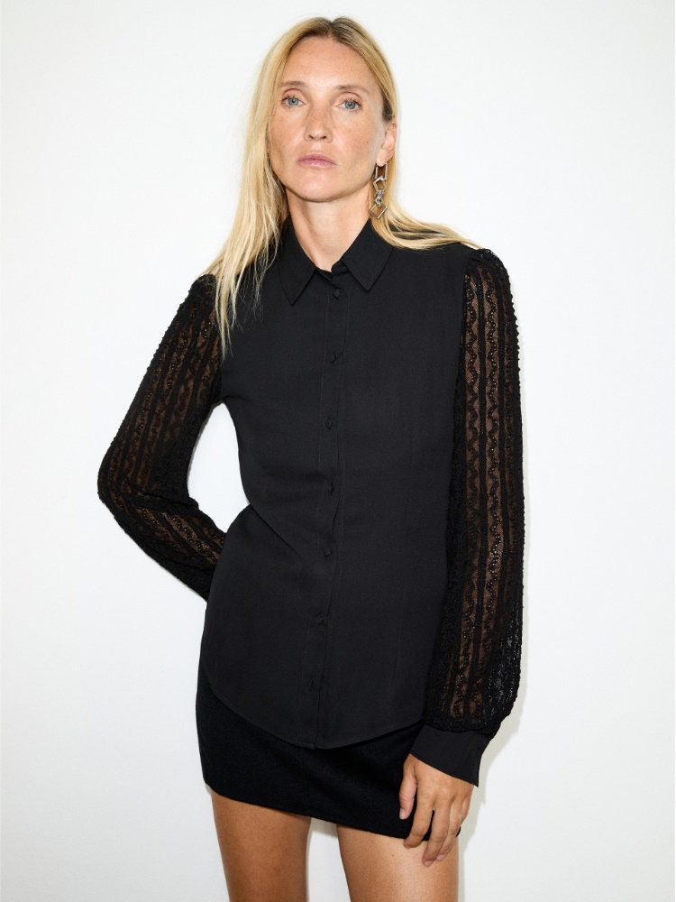 Lace and Crêpe de Chine Shirt - MAX&Co.